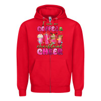 Red i run on coffee and christmas cheer Zipper Hoodie - MaliasSmallBusiness