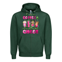 Sports Green i run on coffee and christmas cheer Zipper Hoodie - MaliasSmallBusiness