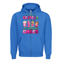 True Royal i run on coffee and christmas cheer Zipper Hoodie - MaliasSmallBusiness