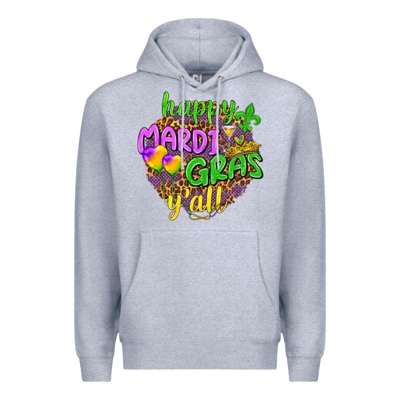 Happy Mardi Gras Y'all Premium Hoodie by NancyCooperArtShop | Teevron