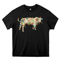 Black Charolais bull with christmas lights Heavy Core Tee - RanaPortraitStore