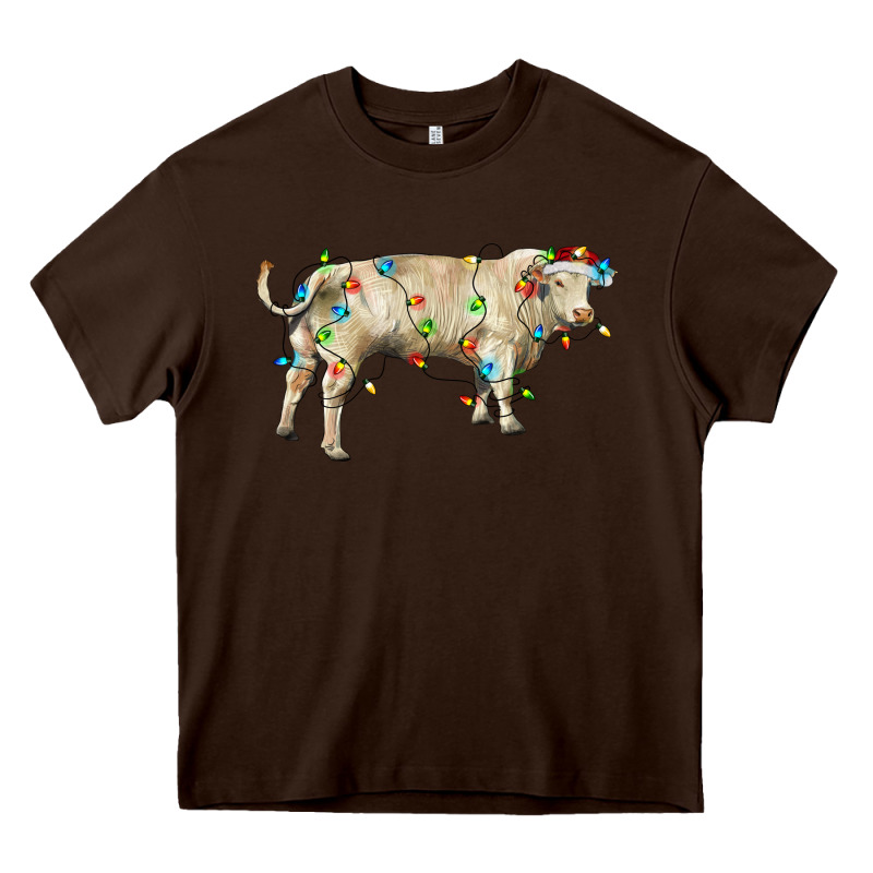 Charolais Bull With Christmas Lights Heavy Core Tee by RanaPortraitStore | Teevron