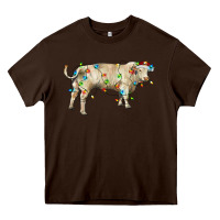 Chocolate Brown Charolais bull with christmas lights Heavy Core Tee - RanaPortraitStore