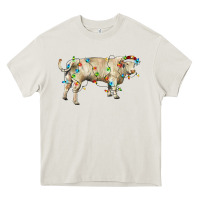 Cream Charolais bull with christmas lights Heavy Core Tee - RanaPortraitStore