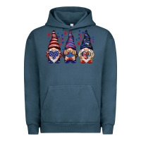 Pigment Midnight Navy 4th Of July gnomies with stars Urban Hoodie - HowdyJamesFarm