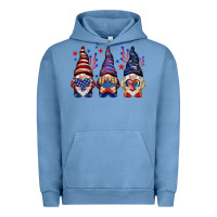 Pigment Pebble Blue 4th Of July gnomies with stars Urban Hoodie - HowdyJamesFarm