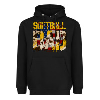 Black American Softball Dad Heavyweight Hoodie - Bettercallsaul
