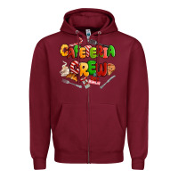 Burgundy Christmas cafeteria crew Zipper Hoodie - MaliasSmallBusiness