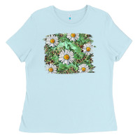 Baby Blue Daisy leopard Ladies Tee - RanaPortraitStore