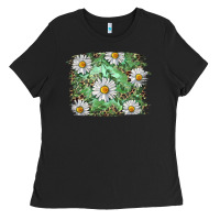 Black Daisy leopard Ladies Tee - RanaPortraitStore