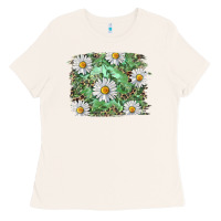 Bone Daisy leopard Ladies Tee - RanaPortraitStore