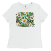 White Daisy leopard Ladies Tee - RanaPortraitStore