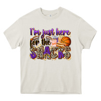 Cream i'm just here for the snacks basketball Heavy Core Tee - Zillion Design Studio