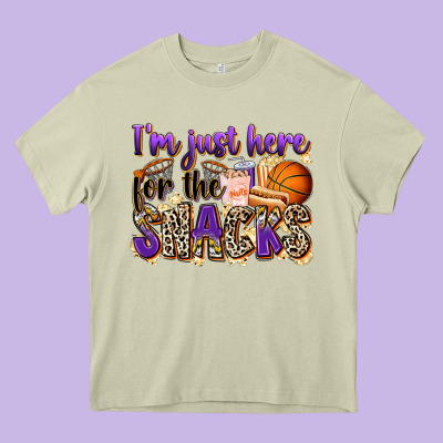 I'm Just Here For The Snacks Basketball Heavy Core Tee Designed By Zillion Design Studio