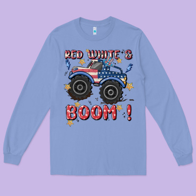 4th Of July Png, Monster Truck Long Sleeve Tee Designed By Maliassmallbusiness