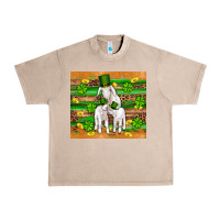 St Patricks Goat Family Shamrock Gold Serape Leopard Glitter Wooden Tu Urban Heavy Tee | Teevron