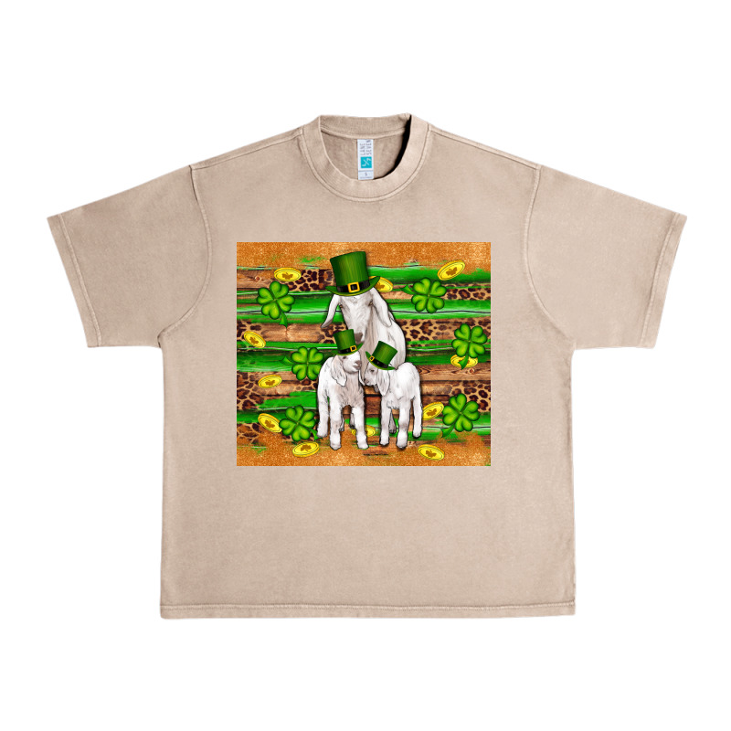 St Patricks Goat Family Shamrock Gold Serape Leopard Glitter Wooden Tu Urban Heavy Tee by Artiststas | Teevron