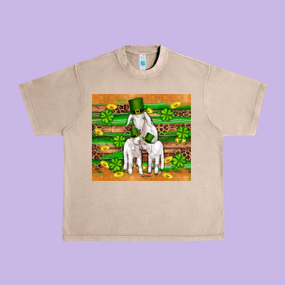 St Patricks Goat Family Shamrock Gold Serape Leopard Glitter Wooden Tu Urban Heavy Tee Designed By Artiststas