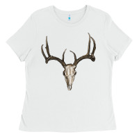 White Deer Skull Ladies Tee - RanaPortraitStore