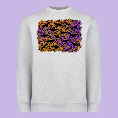 Halloween Leopard Bat Background Heavyweight Sweatshirt Designed By Adodesignshop