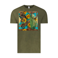Vintage Olive horseshoe and cactus Vintage Tee - BundleAndBundleShop