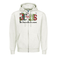 Oatmeal Heather jesus the reason for the season Zipper Hoodie - MaliasSmallBusiness