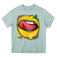 Arona lemon lips with leopard Heavy Core Tee - texasbilliewilder