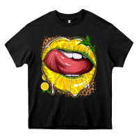 Black lemon lips with leopard Heavy Core Tee - texasbilliewilder