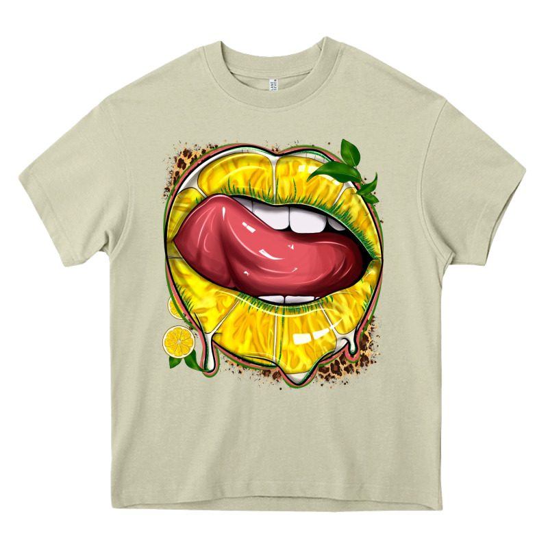 Lemon Lips With Leopard Heavy Core Tee by texasbilliewilder | Teevron