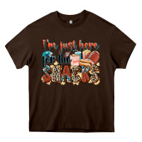 Chocolate Brown i'm just here for the snacks american football Heavy Core Tee - Zillion Design Studio