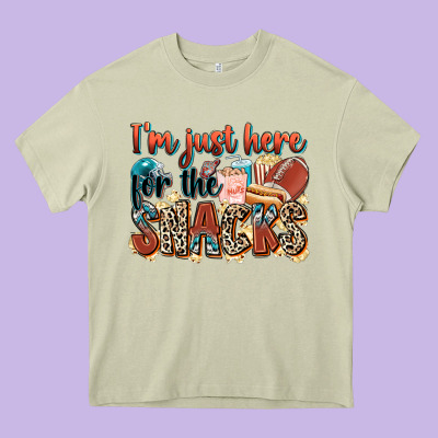 I'm Just Here For The Snacks American Football Heavy Core Tee Designed By Zillion Design Studio