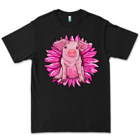 Black pink sunflower pig Premium Tee - RanaPortraitStore
