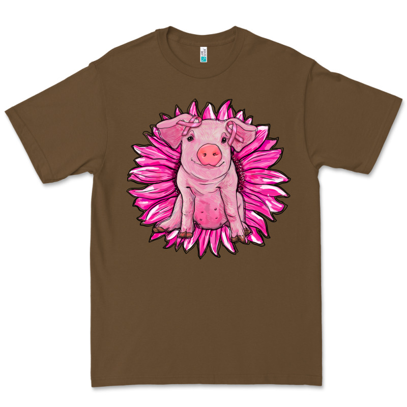 Pink Sunflower Pig Premium Tee by RanaPortraitStore | Teevron