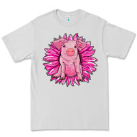 Dove Grey pink sunflower pig Premium Tee - RanaPortraitStore