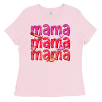 Bubblegum Pink mama mama mama valentines day Ladies Tee - texasbilliewilder