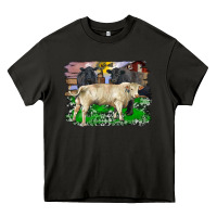 Asphalt charolais bull black angus cattle and bull with barnyard and cowhide Heavy Core Tee - RanaPortraitStore