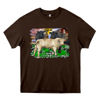 Chocolate Brown charolais bull black angus cattle and bull with barnyard and cowhide Heavy Core Tee - RanaPortraitStore