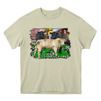 Mossy charolais bull black angus cattle and bull with barnyard and cowhide Heavy Core Tee - RanaPortraitStore