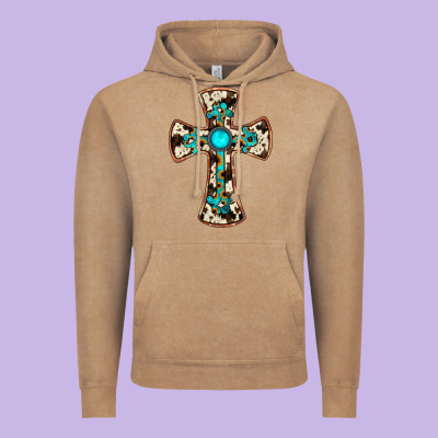 Cowhide Gemstone  Cross Vintage Hoodie Designed By Jahusdesignshop
