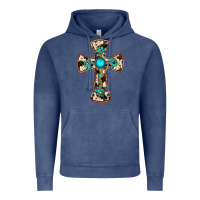 Vintage Denim cowhide gemstone  cross Vintage Hoodie - JahusDesignShop