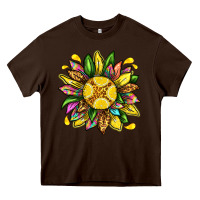 Chocolate Brown lemon sunflower Heavy Core Tee - texasbilliewilder