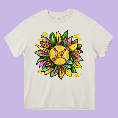 Lemon Sunflower Heavy Core Tee Designed By Texasbilliewilder