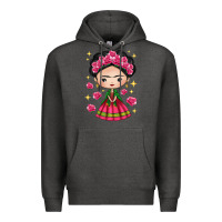 Charcoal Heather Mexican Girl Premium Hoodie - texasbilliewilder