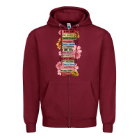 Burgundy floral books Zipper Hoodie - MaliasSmallBusiness