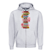 Heather Grey floral books Zipper Hoodie - MaliasSmallBusiness