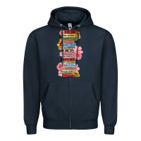 Navy floral books Zipper Hoodie - MaliasSmallBusiness