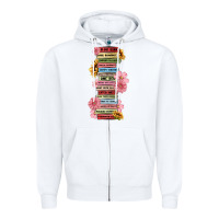White floral books Zipper Hoodie - MaliasSmallBusiness