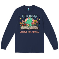 Navy book lover Long Sleeve Tee - MaliasSmallBusiness