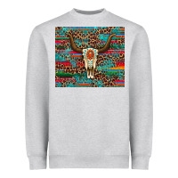 Heather Grey western serape leopard bull skull turquoise tumbler Heavyweight Sweatshirt - Artiststas