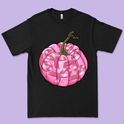 Pink Pumpkin With Breast Cancer Ribbons Premium Tee Designed By Ranaportraitstore
